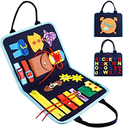 Photo 1 of Busy Board, Toddler Learning Board Montessori Toys for 3+ Year Old Boys Girls Sensory Activity Board Basic Skills Board Travel Toys for Plane and Car Alphabet Toy for Baby Kid Gift for Christmas
