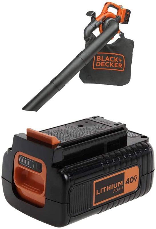 Photo 1 of BLACK+DECKER 40V MAX Blower/Vacuum with Extra Battery, 2.0-Ah (LSWV36 & LBX2040)
