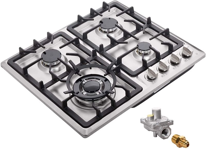 Photo 1 of 24" Gas Cooktop Dual Fuel 4 Sealed Burners Stainless Steel Drop-In Gas Cooktop DM425-SA05 Gas Hob Gas Cooker
