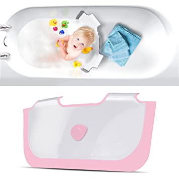 Photo 1 of Babyland BabyDam: The Original Bathwater Barrier- Use Less Water While Giving Your Baby a Fun Place to Bath. Fits UK/EU Straight Sided Tubs Up 22.8'' Wide. Turn Family's Bathtub into Kid's (Pink)
