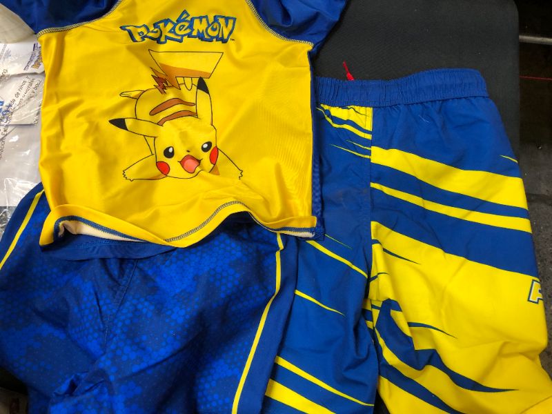 Photo 3 of  BOYS Pokemon Pikachu 3 Piece Swim Rash Guard Swim Trunks ( SIZE: 8) 
