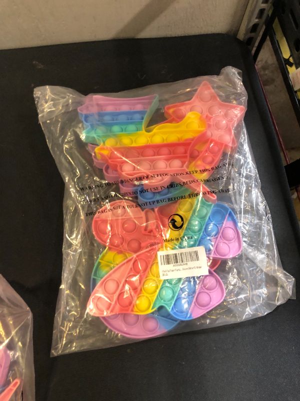 Photo 1 of 4 Pack Pop Sensory Toy Cheap Popper Set Stress Bubble Silicone Gift Special Need Kid Boy Girl Teen Adult Friend ADHD Rainbow Unicorn Butterfly Meteor
