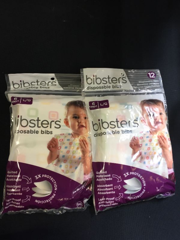 Photo 2 of Bibsters Disposable Bibs - L/G (12pcsx2 PACKS ) 