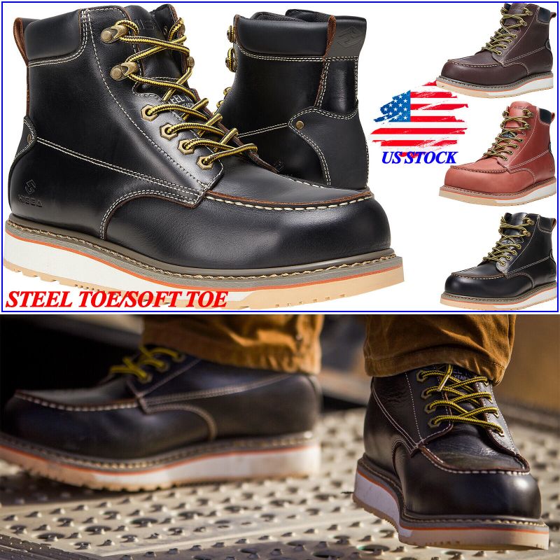 Photo 1 of HISEA Men & Women Work Boots Genuine Leather MOC TOE Working Safety Shoes Boots
