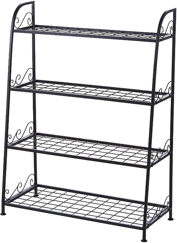 Photo 1 of FaithLand 4-Tier Indoor/Outdoor Metal Plant Stand, Flower Pots Holder, Plant Display Rack, Stand Shelf, Shoe Organizer, Utility Storage Organizer Rack
