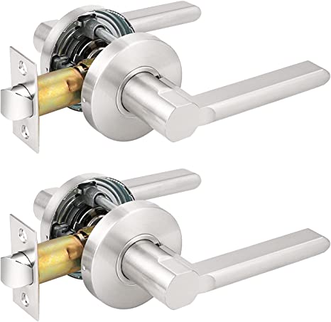 Photo 1 of 1- Probrico Keyed Entry Locks for Front Door/Bedroom/Office, Modern Entry Lever Lockset, Satin Nickel - Keyed Alike

