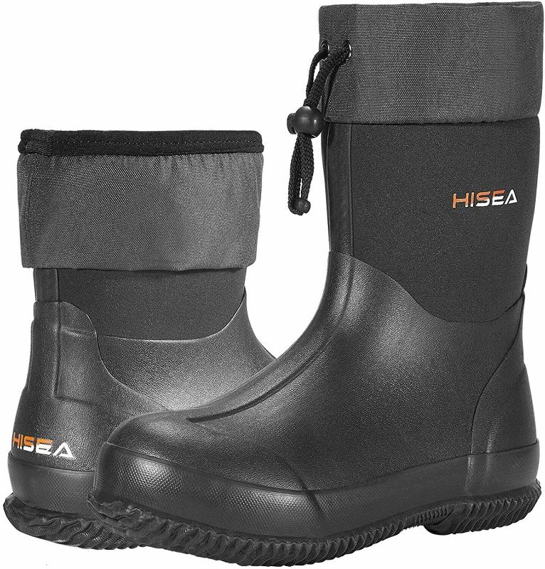 Photo 1 of HISEA Men's Ankle Rain Boots Waterproof Garden Boots Rubber Boots Outdoor Work Boots - size 9 
