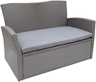 Photo 1 of C-Hopetree Outdoor Loveseat Sofa Chair for Outside Patio or Garden, All Weather Wicker with Cushion, Gray
