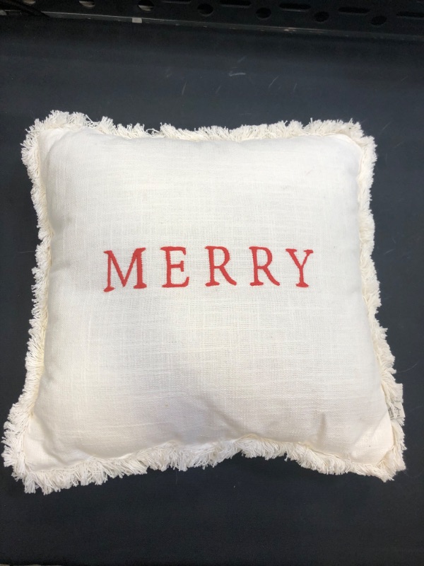 Photo 1 of COUCH THROW PILLOW "MERRY" LIGHT BEIGE SIZE 14 INCH 