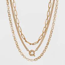 Photo 1 of Mixed Chain and Spring Layered Necklace - Universal Thread™ Gold

