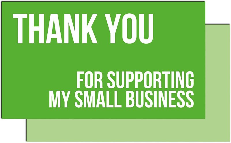 Photo 1 of Thank You for Supporting My Small Business - Set of 100 Cards - Business Card Size (Green)