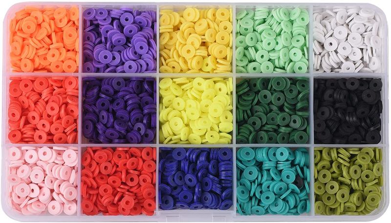 Photo 1 of 3000 pcs Clay Spacer Beads kit Flat Round heishi Beads for Jewelry Bracelets Making
