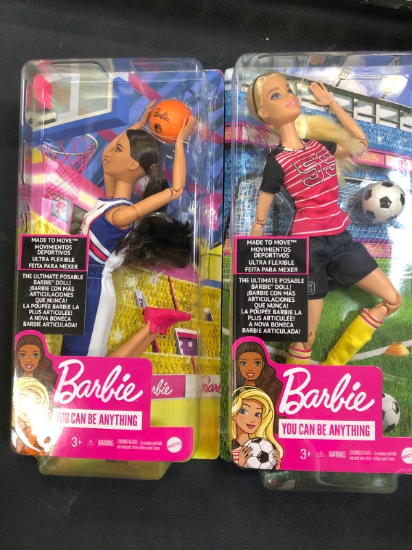 Photo 3 of Barbie? Made to Move? Basketball Player Doll / Barbie Made to Move Posable Soccer Player Doll ( 2 PACK BARBIES  