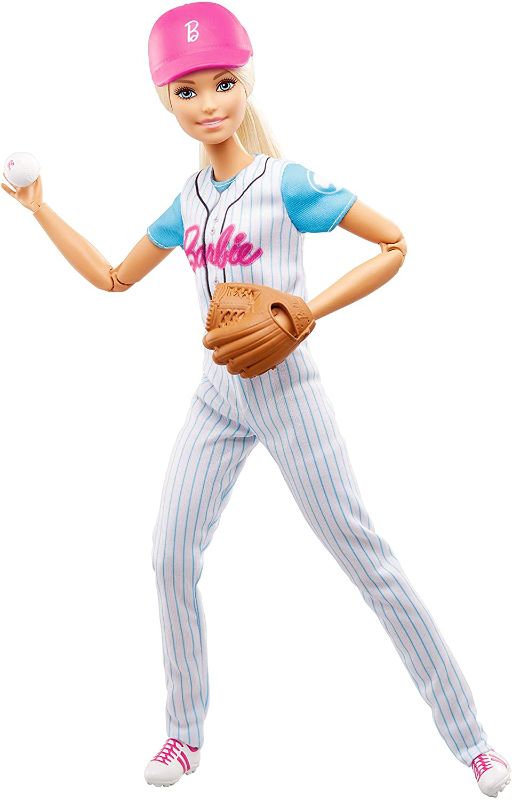 Photo 2 of Barbie Ultra-Flexible Baseball Doll with Mitt / Barbie Made to Move Posable Soccer Player Doll

