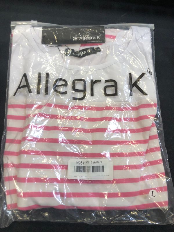 Photo 3 of Allegra K Women's Color Block Long Sleeve Striped Causal T-Shirt ---- size large 
