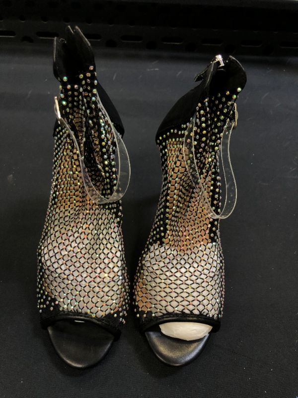 Photo 1 of WOMENS BLACK RHINESTONE MESH HEELS WITH ZIPPER SIZE 7.5