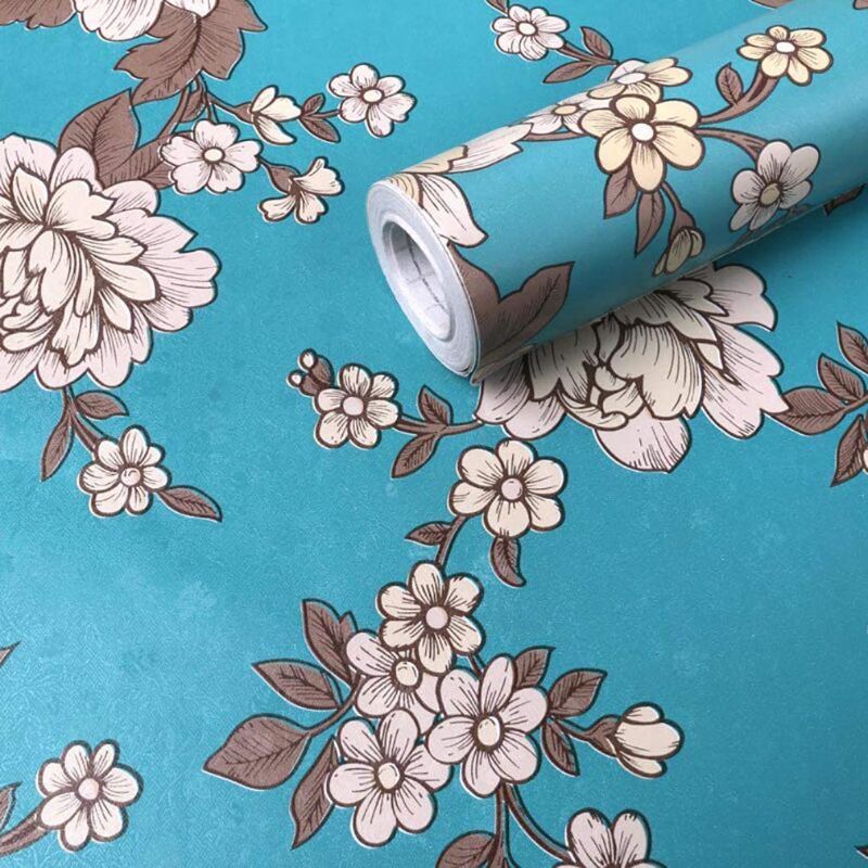 Photo 1 of 17.7"x118" Floral Wallpaper Blue Vintage Peony Peel and Stick Wallpaper Floral Contact Paper Self Adhesive Removable Wallpaper Decorative for Wall Covering Cabinets Shelf Drawer Liner Vinyl Film 3 PK 
