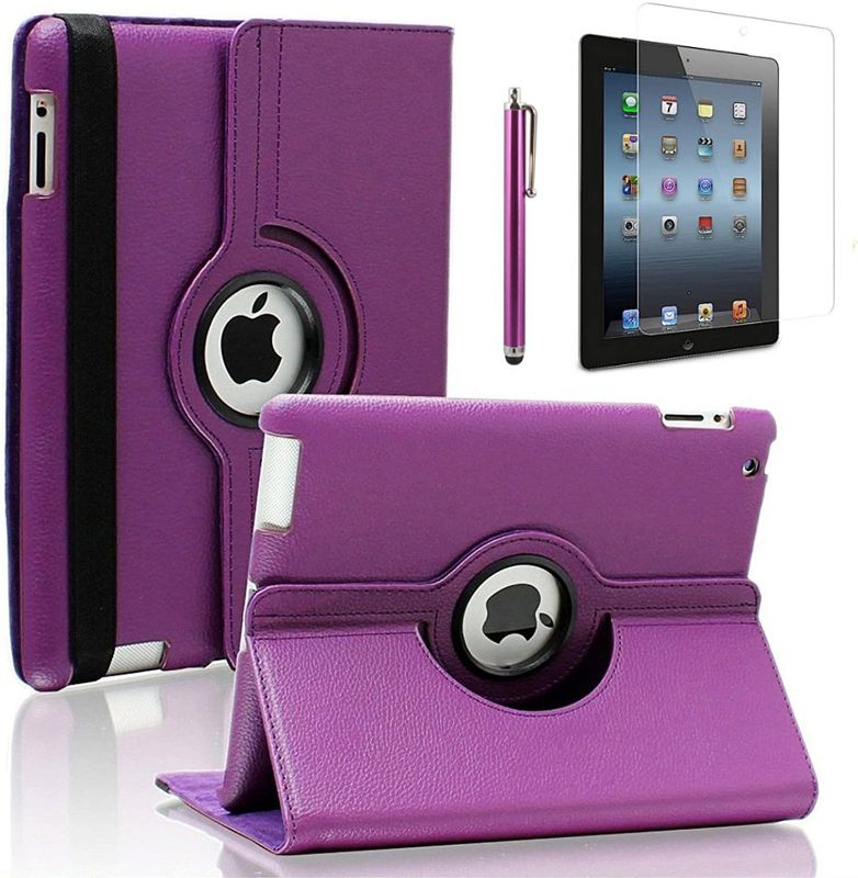 Photo 1 of Zeox New iPad 9.7 inch 2017 / iPad Air Case - 360 Degree Rotating PU Leather Stand Protective Cover with Smart Auto Wake/Sleep for Apple New iPad 9.7 inch 2017/ iPad Air, Purple