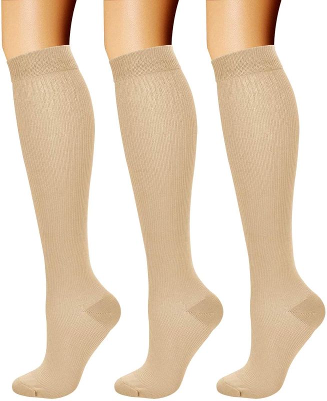 Photo 1 of  3 Pairs Copper Compression Socks for Women & Men Circulation 15-20 mmHg is Best for All Day Wear Running Nurse