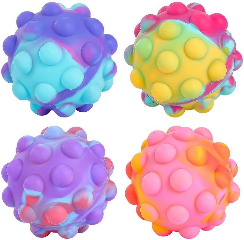 Photo 1 of 4 PCS Pop Fidget Ball Popper Its Toys, 3D Anti-Pressure Squeeze Pop Ball It Fidget Toy BPA Free Food Grade Silicone Sensory Toys Stress Balls for Kids Adults Elderly Over 1 Years