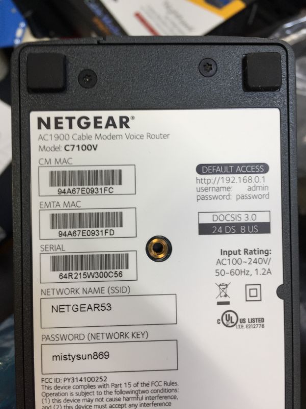 Photo 7 of NETGEAR Nighthawk AC1900 (24x8) DOCSIS 3.0 WiFi Cable Modem Router Combo For XFINITY Internet & Voice (C7100V) Ideal for Xfinity Internet and Voice services , Black
