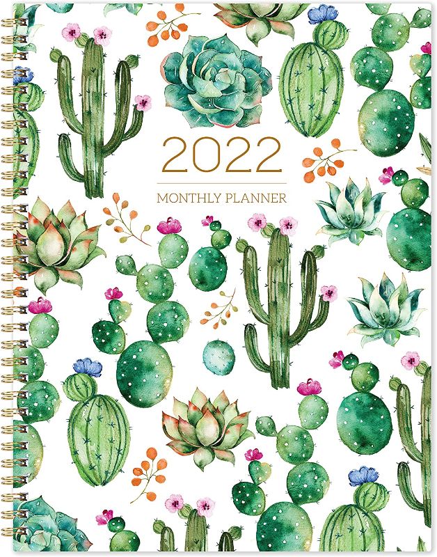 Photo 1 of 7 PK 2022 Monthly Planner - 12-Month Planner with Tabs & Pocket, Contacts and Passwords, 8.5" x 11", Thick Paper, Jan. 2022. - Dec. 2022, Twin-Wire Binding - White by Artfan
