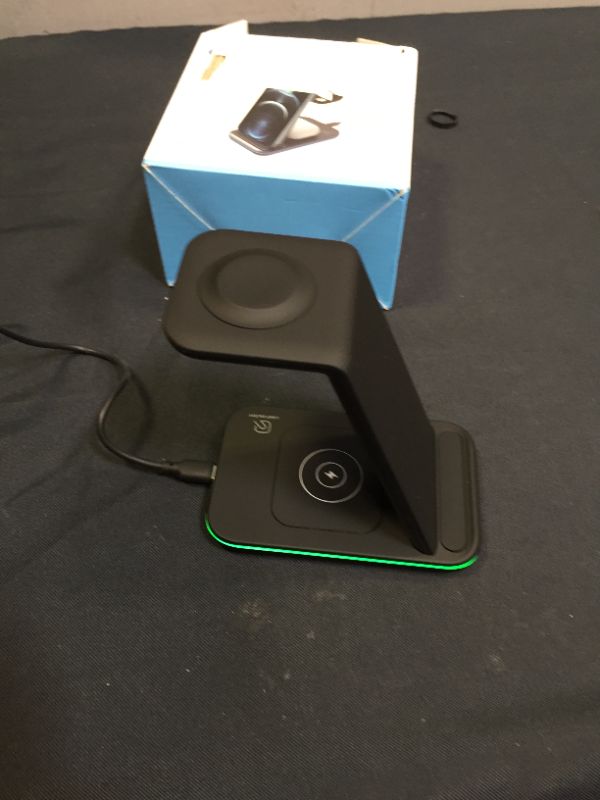 Photo 1 of Wireless Charger, 3 in 1 18W Qi Charging Station/Stand/Dock Compatible with iWatch/Airpods/iPhone 12/11 Pro Series/XS Max/XR/X/8 Plus/SE, Compatible for iWatch Apple Watch 6/5/4/3/2, Airpods Pro/2
