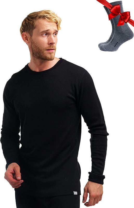 Photo 1 of Merino.tech Merino Wool Base Layer - Mens 100% Merino Wool Long Sleeve Thermal Shirts Lightweight, Midweight, Heavyweight---LARGE---ITEM DIRTY FROM EXPOSURE---
