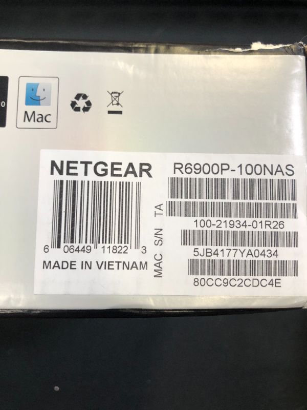 Photo 7 of NETGEAR Nighthawk Smart Wi-Fi Router (R6900P) - AC1900 Wireless Speed (Up to 1900 Mbps), Up to 1800 Sq Ft Coverage & 30 Devices, 4 x 1G Ethernet and 1 x 3.0 USB Ports, Armor Security---ITEM IS DIRTY---
