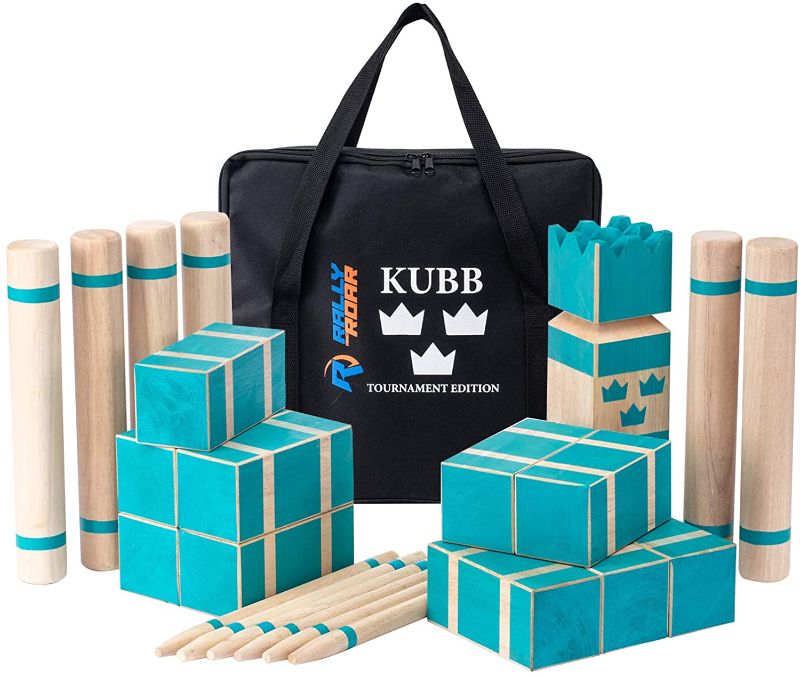 Photo 1 of Kubb Premium Set Yard Game Set for Adults, Families - Fun, Interactive Outdoor Games - Durable Wood Blocks with Travel Bag - Clean, Games for Outside, Lawn, Bars, Backyards---ITEM IS DIRTY-HAS STAINS---
