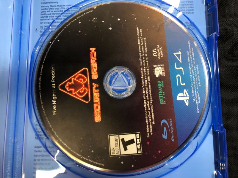 Photo 5 of Five Nights at Freddy's: Security Breach (PS4)--DISC IS DIRTY AND HAS MULTIPLE MINOR SCRATHCES ON BACK---UNABLE TO TEST---BOX HAS STIKCERS ON IT---