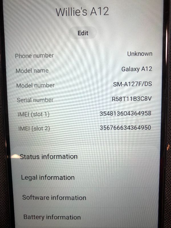 Photo 3 of Samsung Galaxy A12 (A127F) 128GB Dual SIM, (CDMA Verizon/Sprint Not Supported) Smartphone International Version (Fast Car Charger Bundle) No Warranty (Blue)---ITEM IS LOCKED---CANNOT FACTORY RESET---
