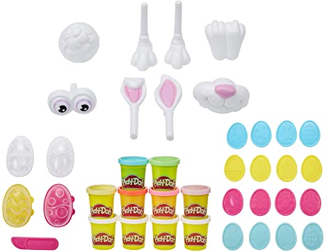 Photo 1 of Play-Doh Easter Basket Toys 25-Piece Bundle, Make Your Own Easter Bunny Kit with Easter Eggs, Stampers, and 10 Cans of Play-Doh, Bunny Toys for Kids, 2-Ounce Cans