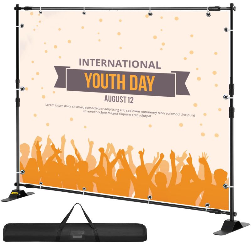 Photo 1 of 10' x 8' Adjustable Telescopic Height and Width Backdrop Banner Stand