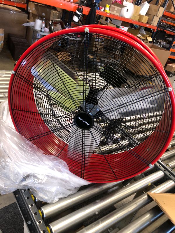 Photo 2 of KEN BROWN 24 Inch High Velocity Heavy Duty Metal Drum Fan 7200CFM 3 Speed Air Circulation 360 Degree Adjustable Tilt for Industrial, Commercial Or Residential,ETL Safety Listed 5 Years Warranty, Red
