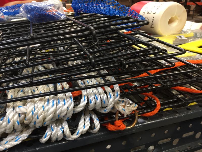 Photo 7 of 2-Pack of KUFA Vinyl Coated Crab Trap & Accessory kit Including 100' Rope, Caliper, Harness, Bait Bag & Red/White Float
5X11 FLOATS --- MISSNG SMALL PARTS.