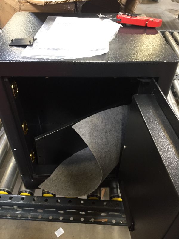 Photo 2 of 12 x 15 x 18 inch black safe with keys.