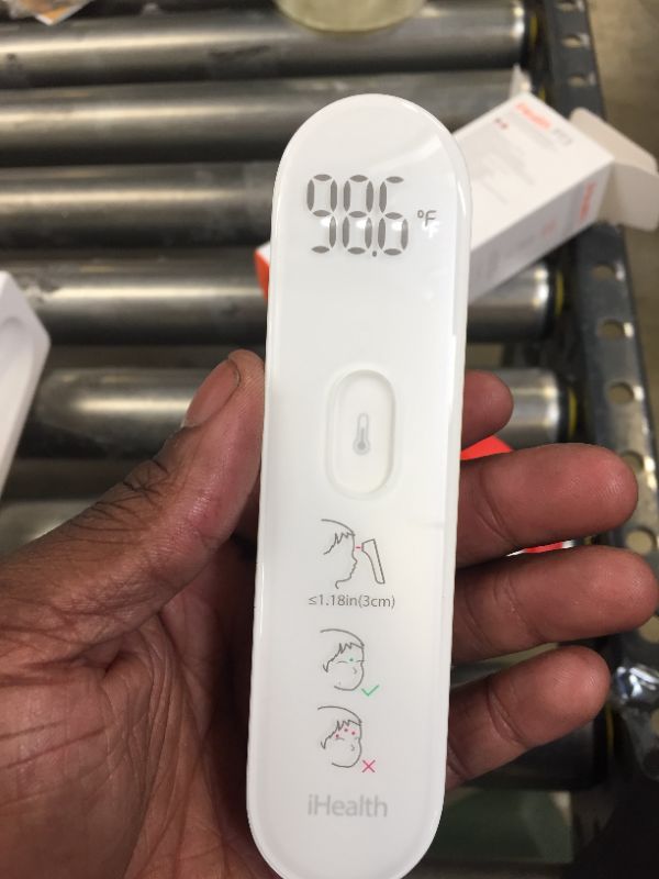 Photo 1 of iHealth No-Touch Forehead Thermometer, Digital Infrared Thermometer for Adults and Kids, Touchless Baby Thermometer with 3 Ultra-Sensitive Sensors, Large LED Display and Gentle Vibration Alert (PT3)
