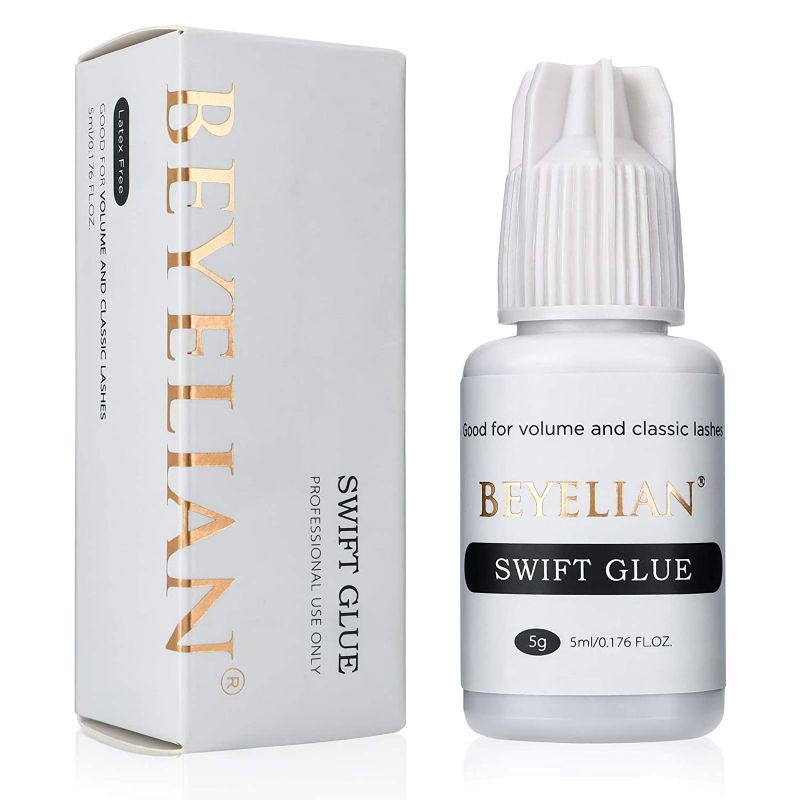View 1 of BEYELIAN Swift Glue Eyelash Extensions Adhesive Powerful Strong Black 5ml Drying Time 3-5 Sec Retention 6 Weeks Classic and Volume Lashes Semi-Permanent for Professional Use Only
