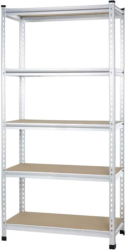 Photo 1 of Amazon Basics Medium Duty Storage Shelving Double Post Press Board Shelf, 36 x 18 x 72 Inch, Aluminum
