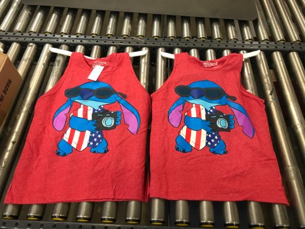 Photo 3 of Pack of 2 Men's Disney Stitch Americana Graphic Tank Top - Heathered Red, XL
