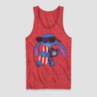 Photo 1 of Pack of 2 Men's Disney Stitch Americana Graphic Tank Top - Heathered Red, XL
