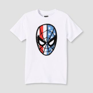 Photo 1 of Boys' Marvel Spider-Man Americana Short Sleeve Graphic T-Shirt - White Kids Large, Pack of 2

