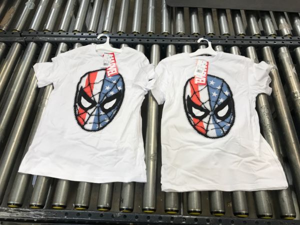 Photo 3 of Boys' Marvel Spider-Man Americana Short Sleeve Graphic T-Shirt - White Kids Large, Pack of 2

