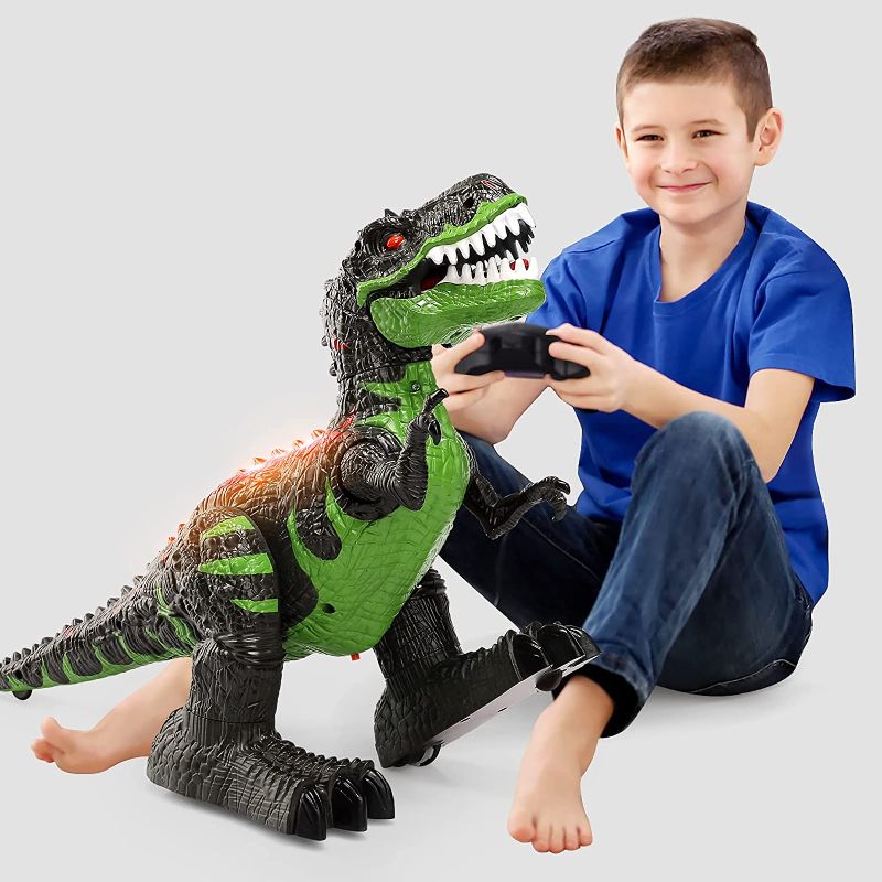 Photo 1 of 2.4Ghz Remote Control Dinosaur T-rex Toys for Kids 3-5 Years, Electric Walking Robot Dinosaur with LED Lights & Sounds, Simulation T-rex RC Dinosaur Toy Gift for Boys Girls 4-7 Years
