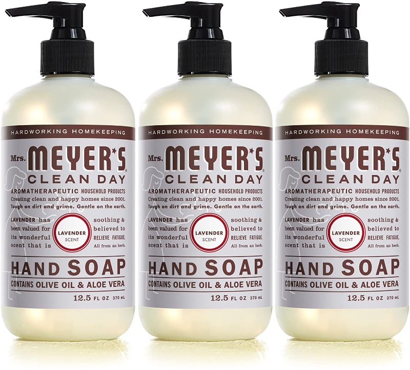 Photo 1 of Mrs. Meyer's Liquid Hand Soap, Cruelty Free and Biodegradable Hand Wash Formula Made with Essential Oils, Lavender Scent, 12.5 oz - Pack of 3
