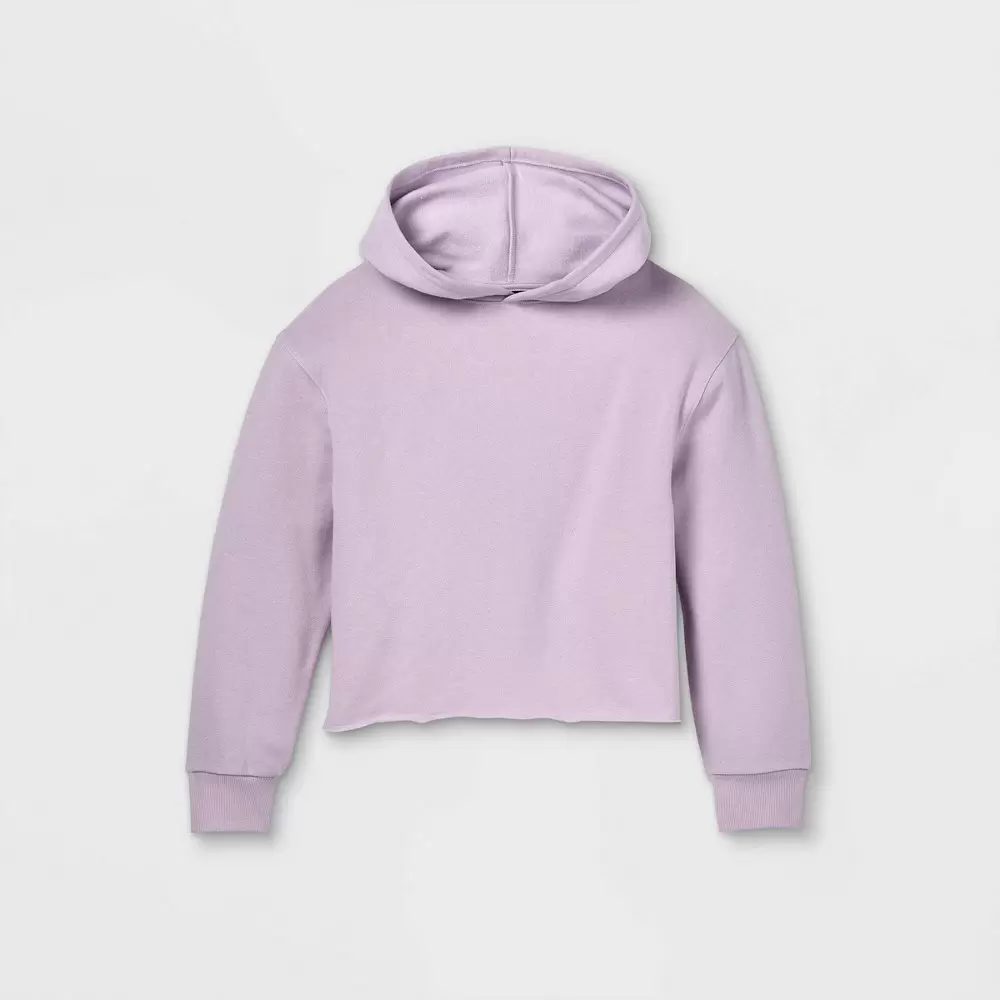 Photo 1 of Kids' Fleece Raw Edge Boxy Hoodie - art class Light Purple XL 3 Pack