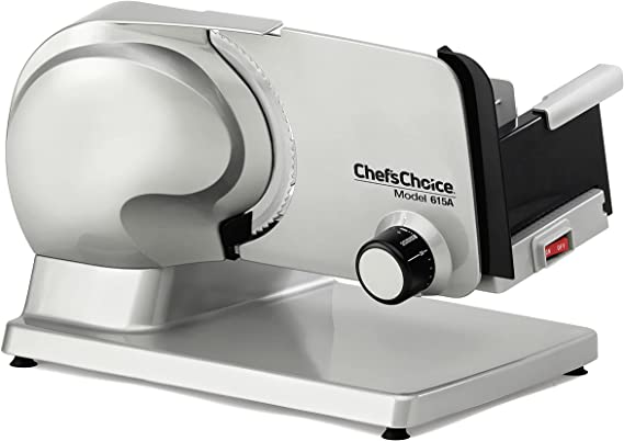 Photo 1 of Chef'sChoice 615A Electric Meat Slicer Features Precision thickness Control & Tilted Food Carriage For Fast & Efficient Slicing with Removable Blade for Easy Clean, 7-Inch, Silver
FACTORY SEALED