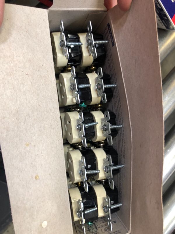 Photo 1 of Leviton 15 Amp Tamper Resistant Duplex Outlet, Ivory (10-Pack)
