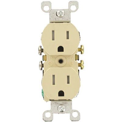 Photo 1 of Leviton 15 Amp Tamper Resistant Duplex Outlet, Ivory (10-Pack)
